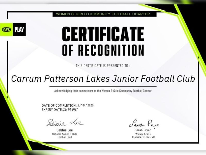 CPLJFC Officially Recognised as a Women & Girls Community Football Charter Signatory
